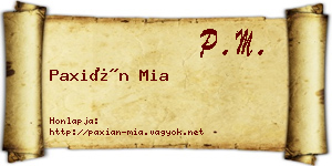 Paxián Mia névjegykártya
